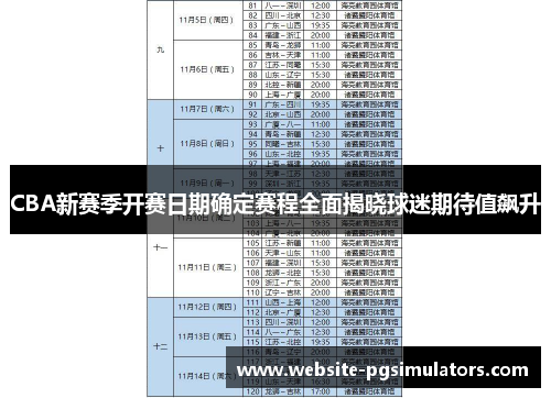 CBA新赛季开赛日期确定赛程全面揭晓球迷期待值飙升